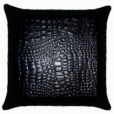 Black Alligator Leather Pattern Throw Pillow Case (Black) from ArtsNow.com Front