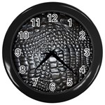 Black Alligator Leather Pattern Wall Clock (Black)