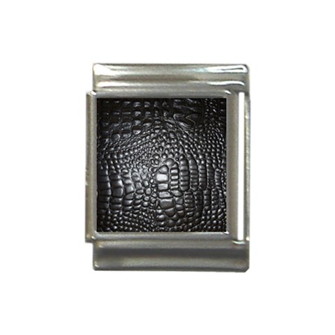 Black Alligator Leather Pattern Italian Charm (13mm) from ArtsNow.com Front