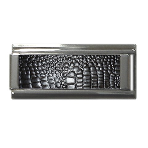 Black Alligator Leather Pattern Superlink Italian Charm (9mm) from ArtsNow.com Front