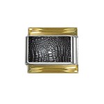 Black Alligator Leather Pattern Gold Trim Italian Charm (9mm)