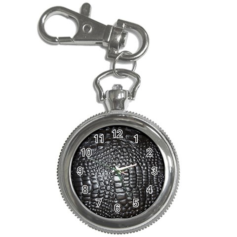 Black Alligator Leather Pattern Key Chain Watch from ArtsNow.com Front