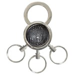 Black Alligator Leather Pattern 3-Ring Key Chain