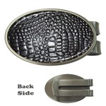 Black Alligator Leather Pattern Money Clip (Oval)