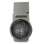 Black Alligator Leather Pattern Money Clip (Round)