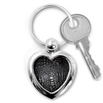 Black Alligator Leather Pattern Key Chain (Heart)