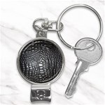 Black Alligator Leather Pattern Nail Clippers Key Chain