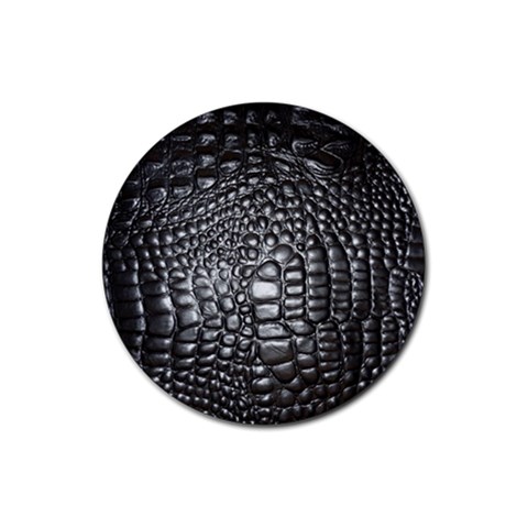 Black Alligator Leather Pattern Rubber Coaster (Round) from ArtsNow.com Front