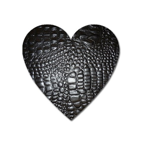 Black Alligator Leather Pattern Magnet (Heart) from ArtsNow.com Front