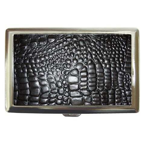 Black Alligator Leather Pattern Cigarette Money Case from ArtsNow.com Front