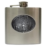 Black Alligator Leather Pattern Hip Flask (6 oz)