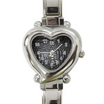 Black Alligator Leather Pattern Heart Italian Charm Watch