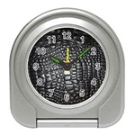 Black Alligator Leather Pattern Travel Alarm Clock