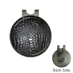 Black Alligator Leather Pattern Golf Ball Marker Hat Clip