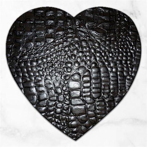 Black Alligator Leather Pattern Jigsaw Puzzle (Heart) from ArtsNow.com Front