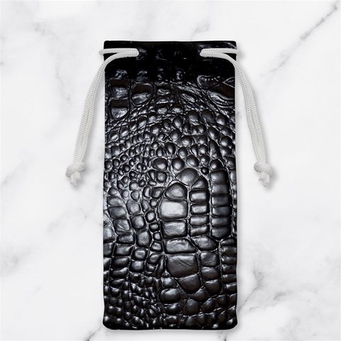 Black Alligator Leather Pattern Jewelry Bag from ArtsNow.com Front