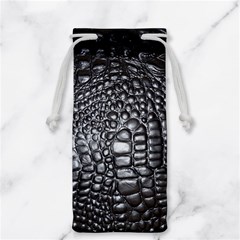 Black Alligator Leather Pattern Jewelry Bag from ArtsNow.com Back