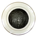 Black Alligator Leather Pattern Porcelain Plate