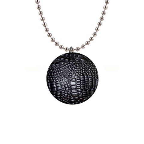 Black Alligator Leather Pattern 1  Button Necklace from ArtsNow.com Front