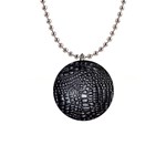 Black Alligator Leather Pattern 1  Button Necklace