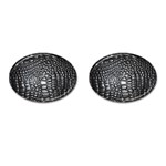 Black Alligator Leather Pattern Cufflinks (Oval)