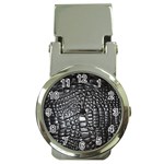 Black Alligator Leather Pattern Money Clip Watch