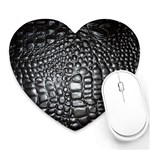 Black Alligator Leather Pattern Heart Mousepad