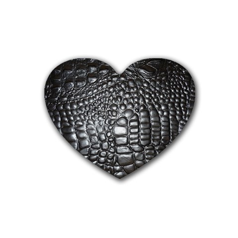 Black Alligator Leather Pattern Rubber Coaster (Heart) from ArtsNow.com Front