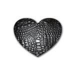 Black Alligator Leather Pattern Rubber Coaster (Heart)