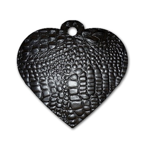 Black Alligator Leather Pattern Dog Tag Heart (One Side) from ArtsNow.com Front