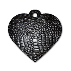 Black Alligator Leather Pattern Dog Tag Heart (Two Sides) from ArtsNow.com Front