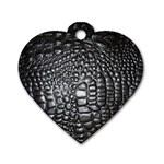 Black Alligator Leather Pattern Dog Tag Heart (Two Sides)