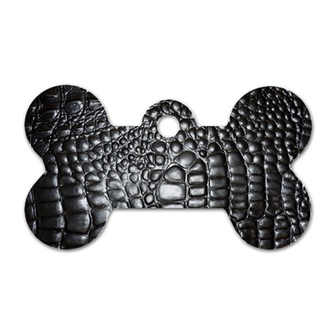 Black Alligator Leather Pattern Dog Tag Bone (One Side) from ArtsNow.com Front