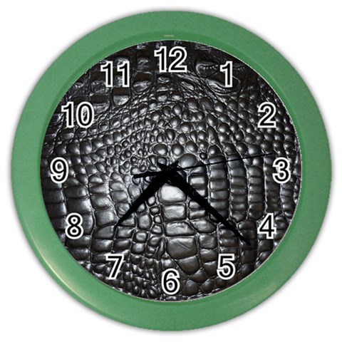 Black Alligator Leather Pattern Color Wall Clock from ArtsNow.com Front
