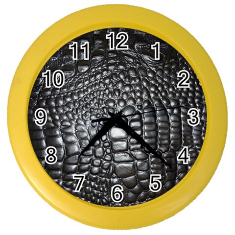 Black Alligator Leather Pattern Color Wall Clock from ArtsNow.com Front