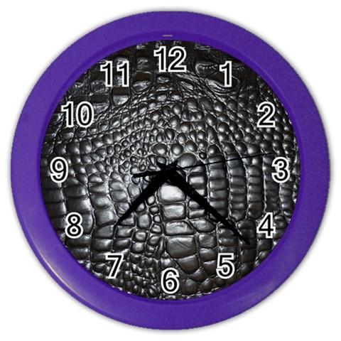Black Alligator Leather Pattern Color Wall Clock from ArtsNow.com Front