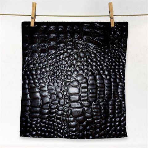 Black Alligator Leather Pattern Face Towel from ArtsNow.com Front