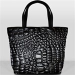 Black Alligator Leather Pattern Bucket Bag
