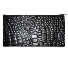 Black Alligator Leather Pattern Pencil Case from ArtsNow.com Back