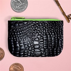 Black Alligator Leather Pattern Mini Coin Purse from ArtsNow.com Front