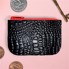 Black Alligator Leather Pattern Mini Coin Purse from ArtsNow.com Front
