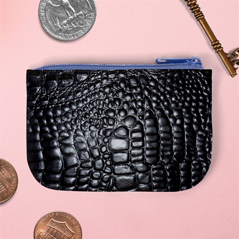 Black Alligator Leather Pattern Mini Coin Purse from ArtsNow.com Back