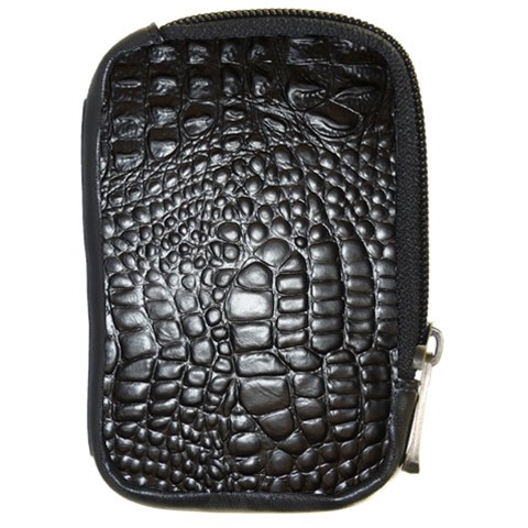 Black Alligator Leather Pattern Compact Camera Leather Case from ArtsNow.com Front