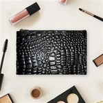 Black Alligator Leather Pattern Cosmetic Bag (Medium)