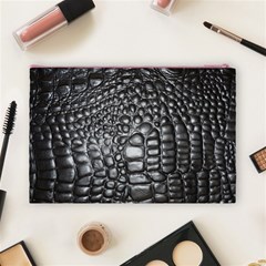 Black Alligator Leather Pattern Cosmetic Bag (Large) from ArtsNow.com Back