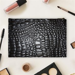 Black Alligator Leather Pattern Cosmetic Bag (Large) from ArtsNow.com Back