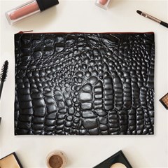 Black Alligator Leather Pattern Cosmetic Bag (XL) from ArtsNow.com Front