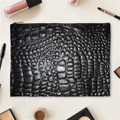 Black Alligator Leather Pattern Cosmetic Bag (XL) from ArtsNow.com Front