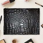 Black Alligator Leather Pattern Cosmetic Bag (XL)