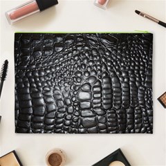 Black Alligator Leather Pattern Cosmetic Bag (XL) from ArtsNow.com Back